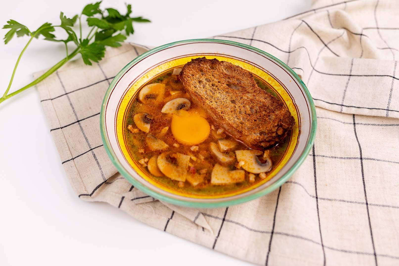 Sopa castellana con setas y jamón - Receta Click&Cook | Moulinex