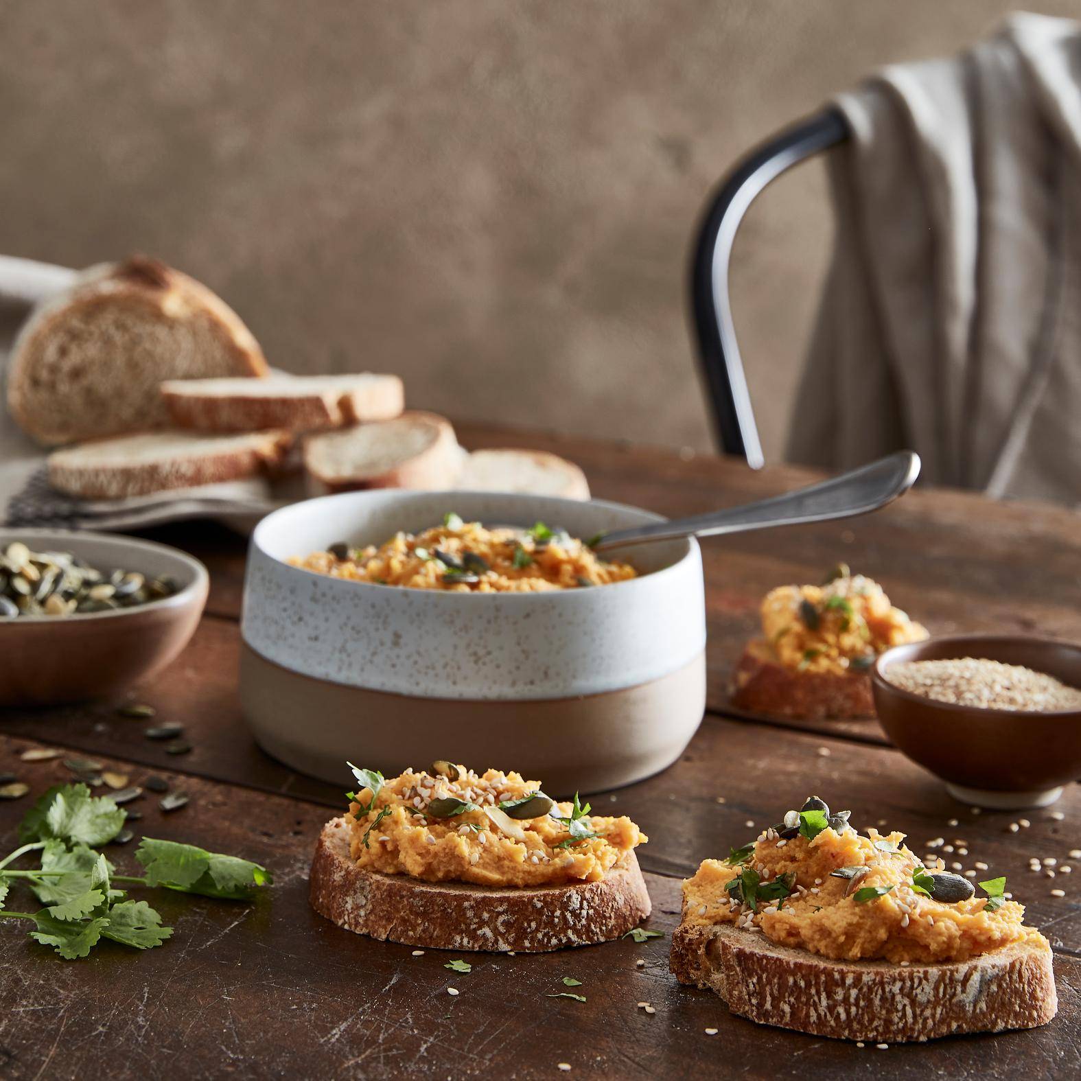 Pasta de boniato para untar con queso de cabra fresco - Receta Blend up | Moulinex