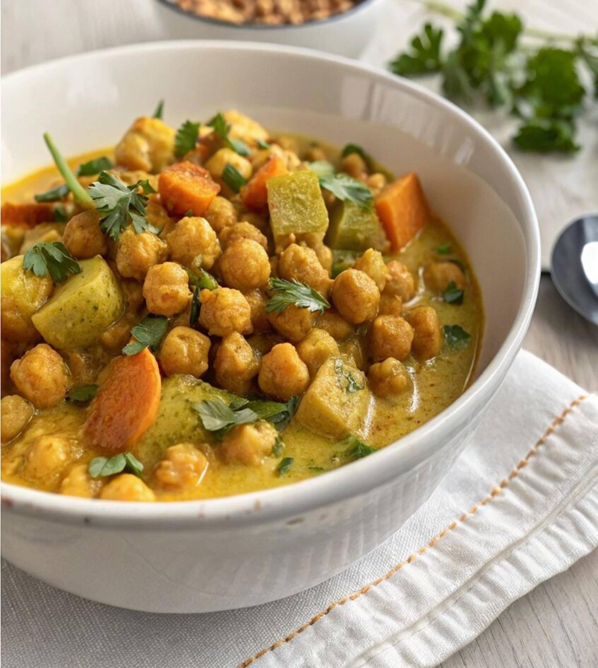 Curry de verduras y garbanzos crujientes - Receta Companion Connect | Moulinex