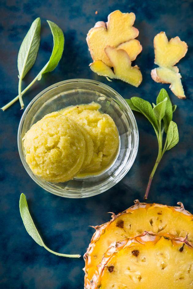 Sorbete de piña, jengibre y salvia - Receta Perfectmix + | Moulinex
