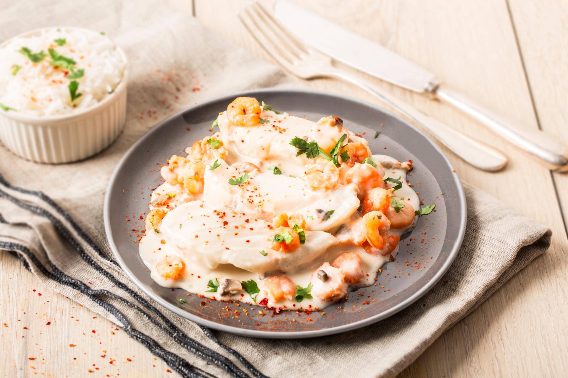 Bacalao con colas de gambas - Receta Cookeo | Moulinex