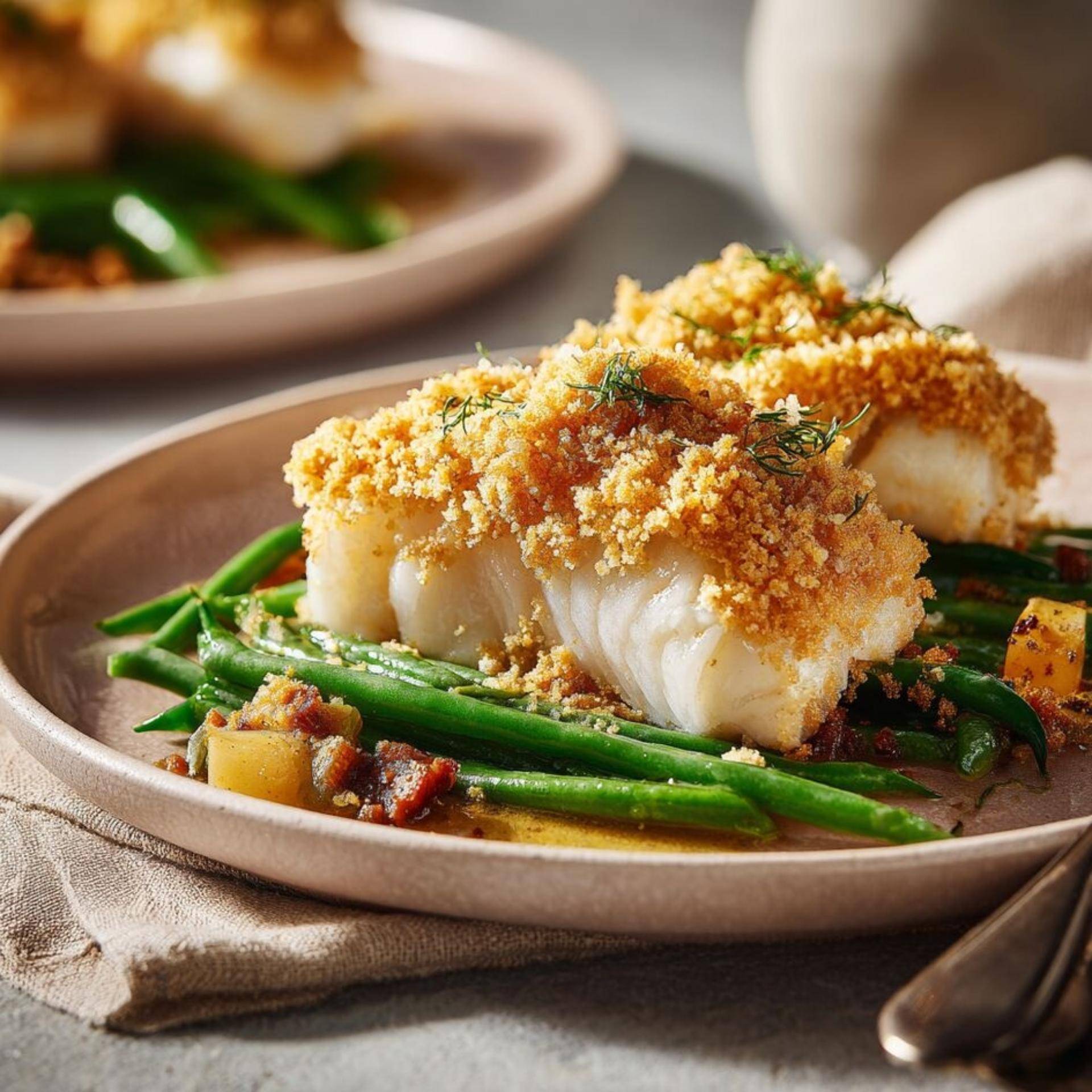 Bacalao en Costra de Cacahuete & Verduras en Curry Verde - Receta Companion Connect | Moulinex