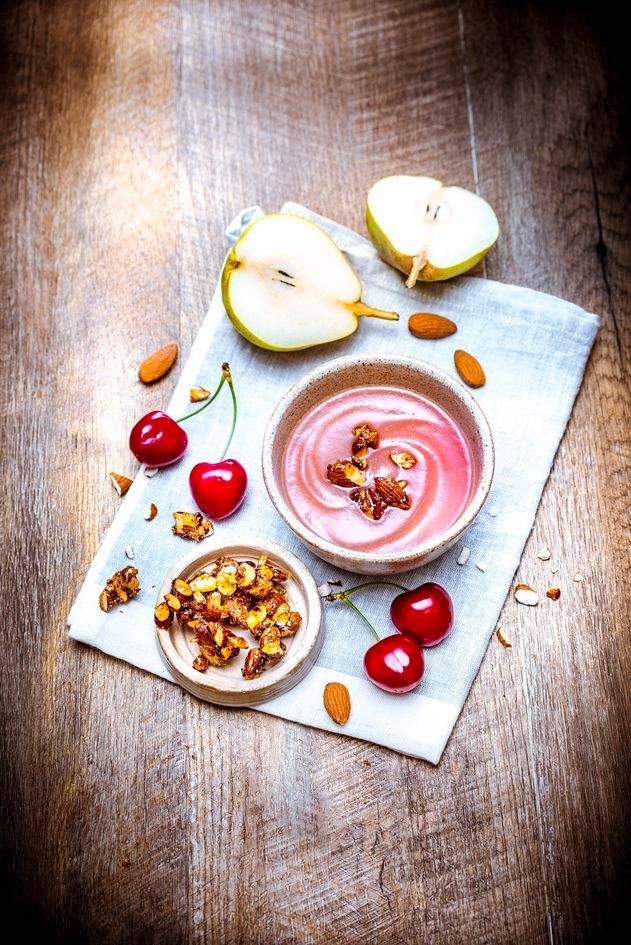 Compota de cerezas, peras y almendras crujientes - Receta Perfectmix Cook | Moulinex