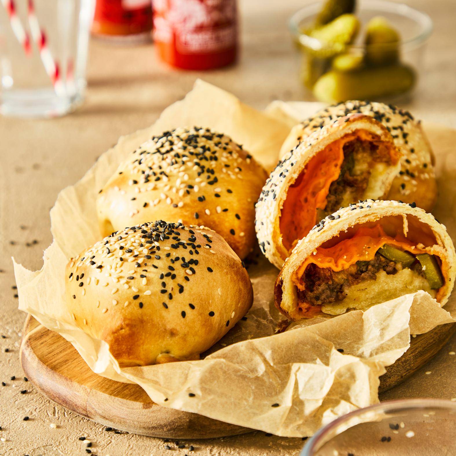 Hamburguesa con panecillo sorpresa - Receta Easy Fry Max | Moulinex