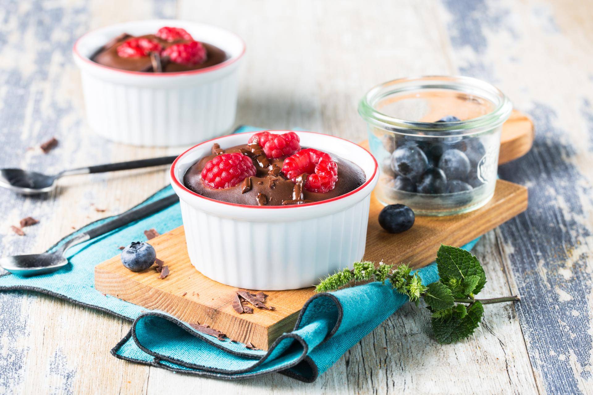 Fondants de chocolate negro y frambuesa - Receta Easy fry Silence XL / Essential XL | Moulinex