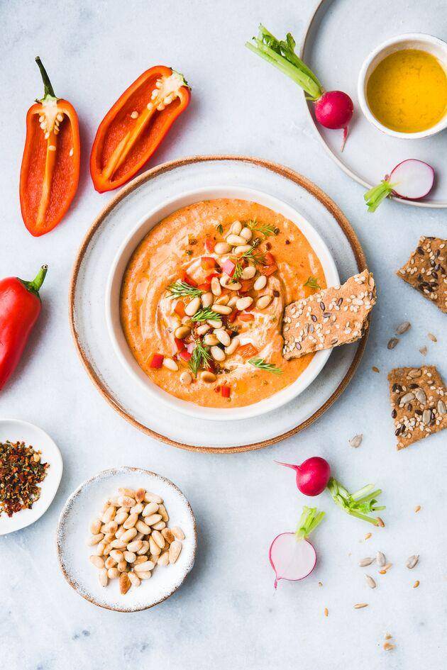 Crema de pimientos con queso feta - Receta Perfectmix + | Moulinex