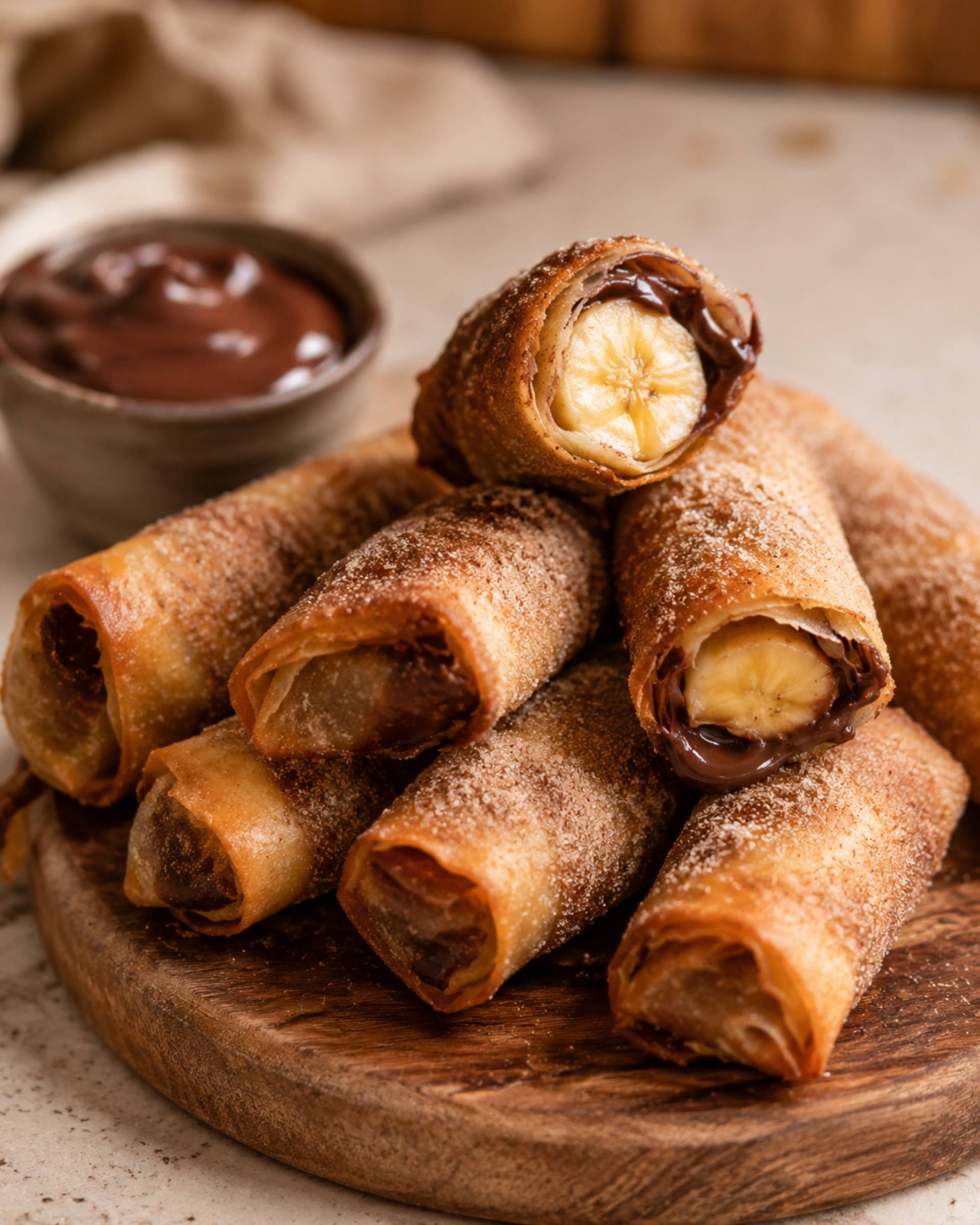 Rollitos de pasta filo con chocolate y plátano - Receta Crisp&Go 3P | Moulinex