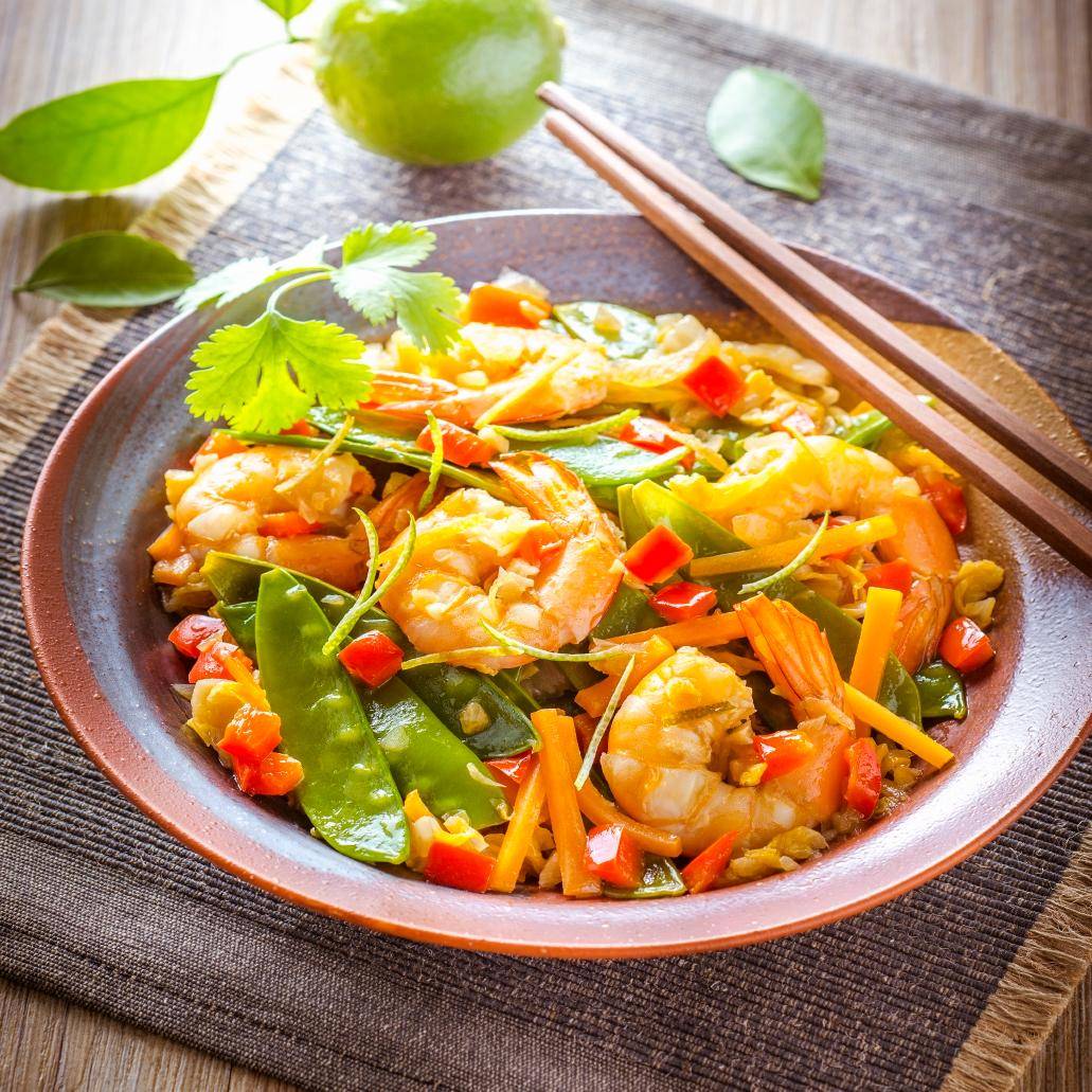 Gambas salteadas con verduras - Receta Companion Connect | Moulinex