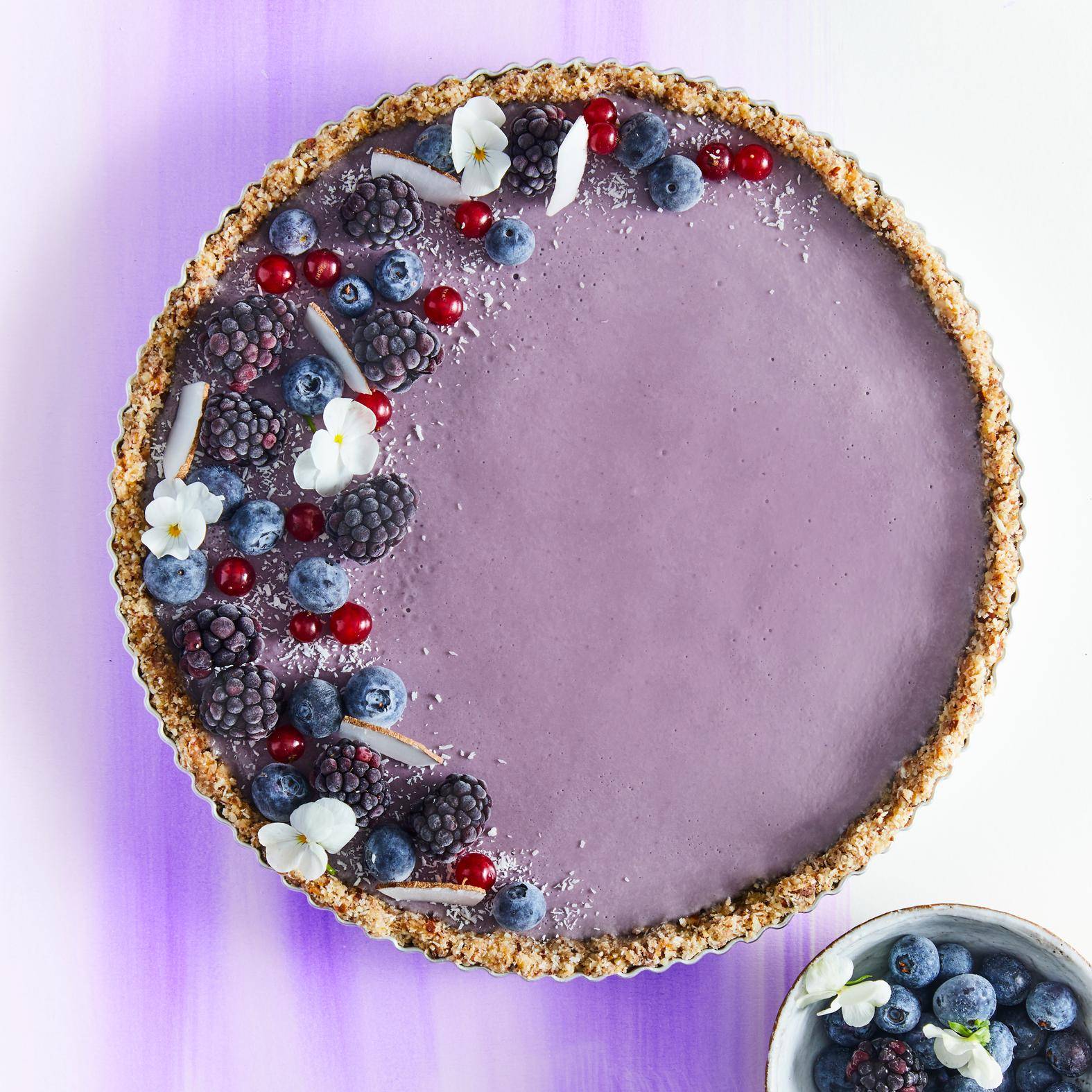 Tarta vegana de coco, arándanos y té Earl Grey (sin horno) - Receta Click&Cook | Moulinex