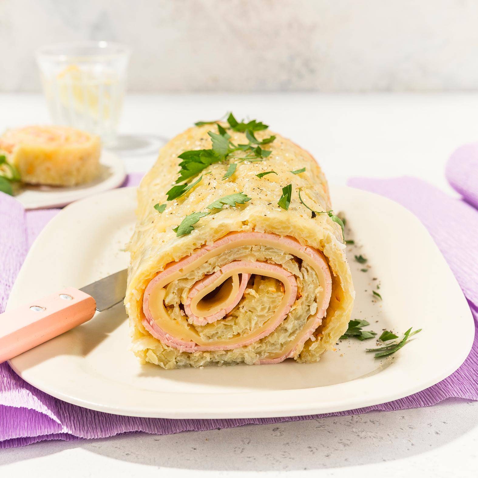Rollo de jamón, queso y patatas - Receta Companion | Moulinex