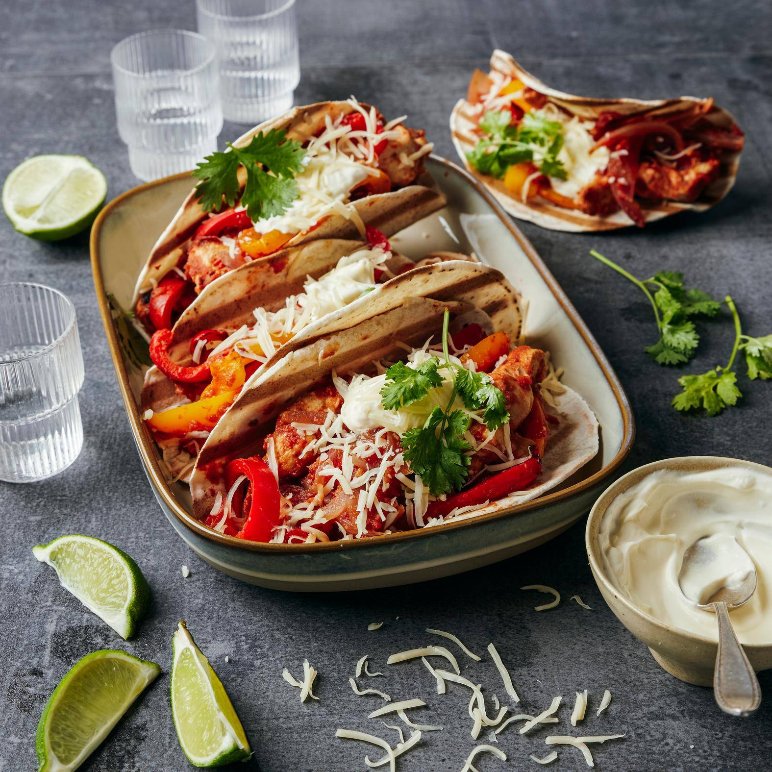 Fajitas con pollo y pimientos - Receta OptiGrill 2in1 XL | Moulinex