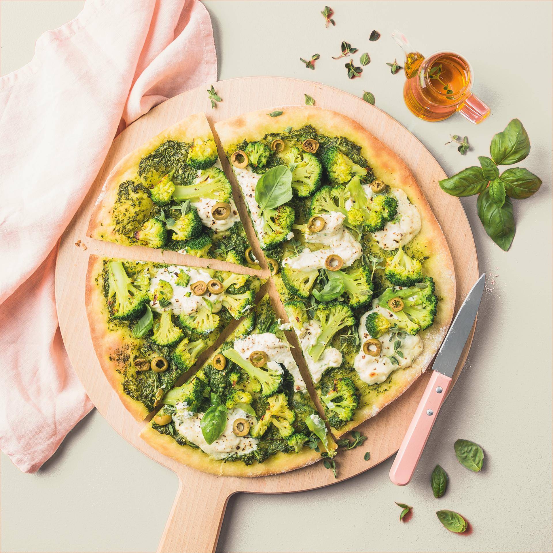 Pizza blanca con ricotta y brócoli - Receta Easy Fry XL Surface | Moulinex