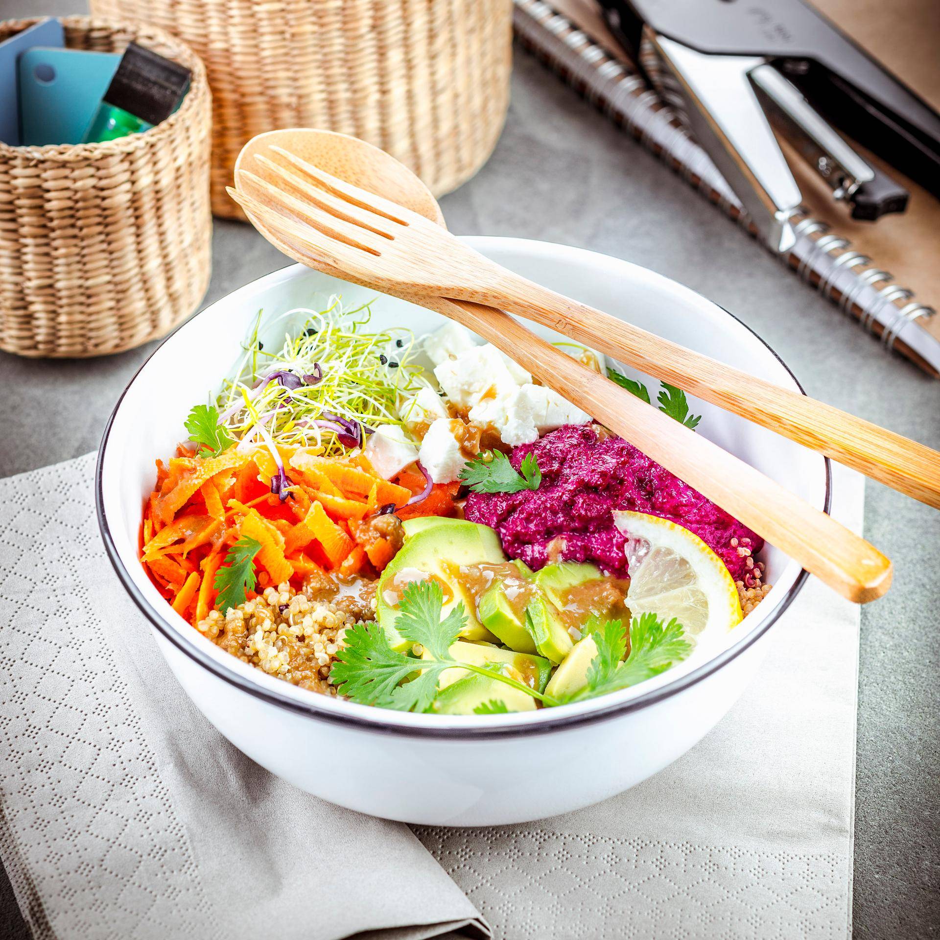 «Buddha bowl» y vinagreta de tahini - Receta Companion | Moulinex
