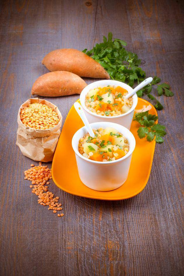 Sopa de boniato y lentejas rojas - Receta Perfectmix Cook | Moulinex