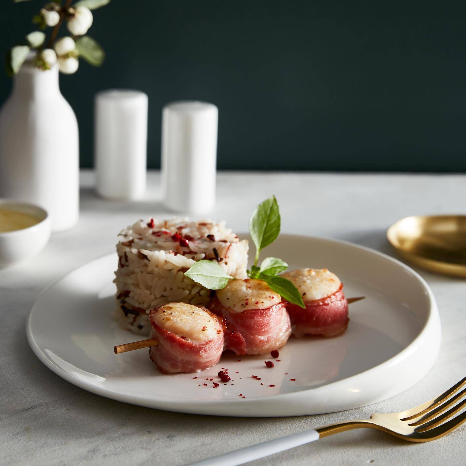 Brochetas de vieiras con bacon ahumado - Receta EASY FRY & GRILL 2 in 1 DIGITAL | Moulinex