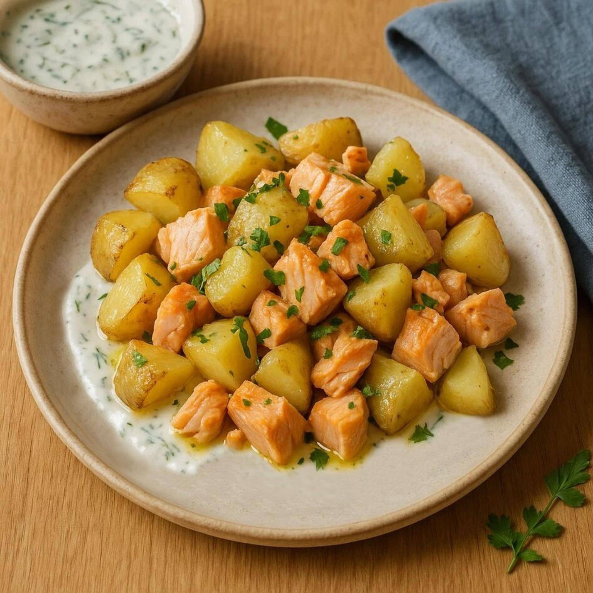 Ensalada de Patatas con Salmón Tierno y Salsa de Eneldo - Receta Companion Connect | Moulinex