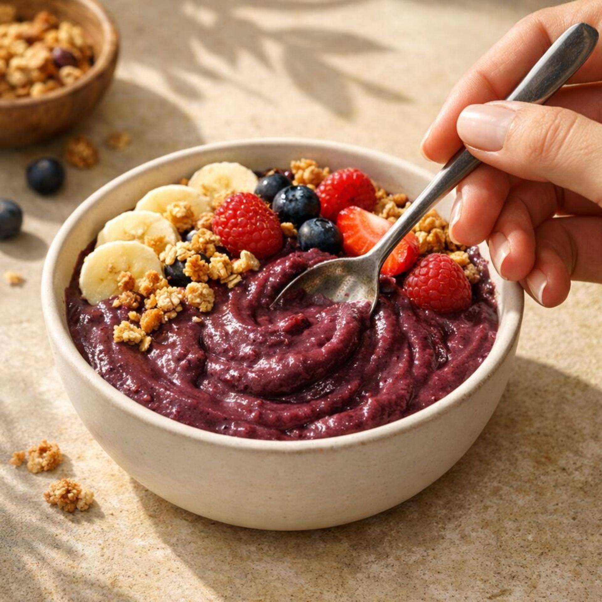Cuenco de yogur helado de bayas de açaí - Receta Freezi | Moulinex