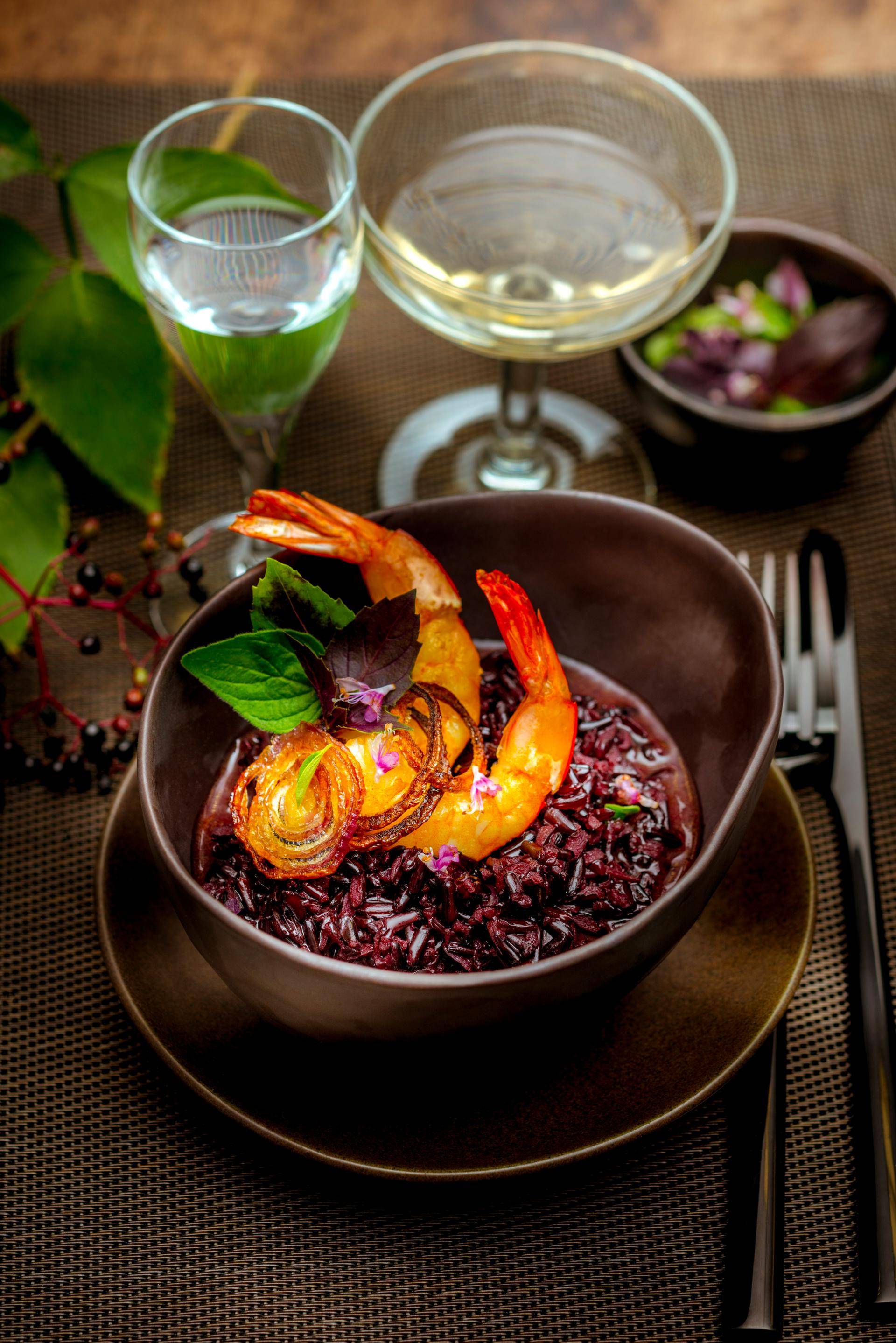 Risotto de arroz negro, gambas y cebolla roja confitada - Receta Companion Connect | Moulinex