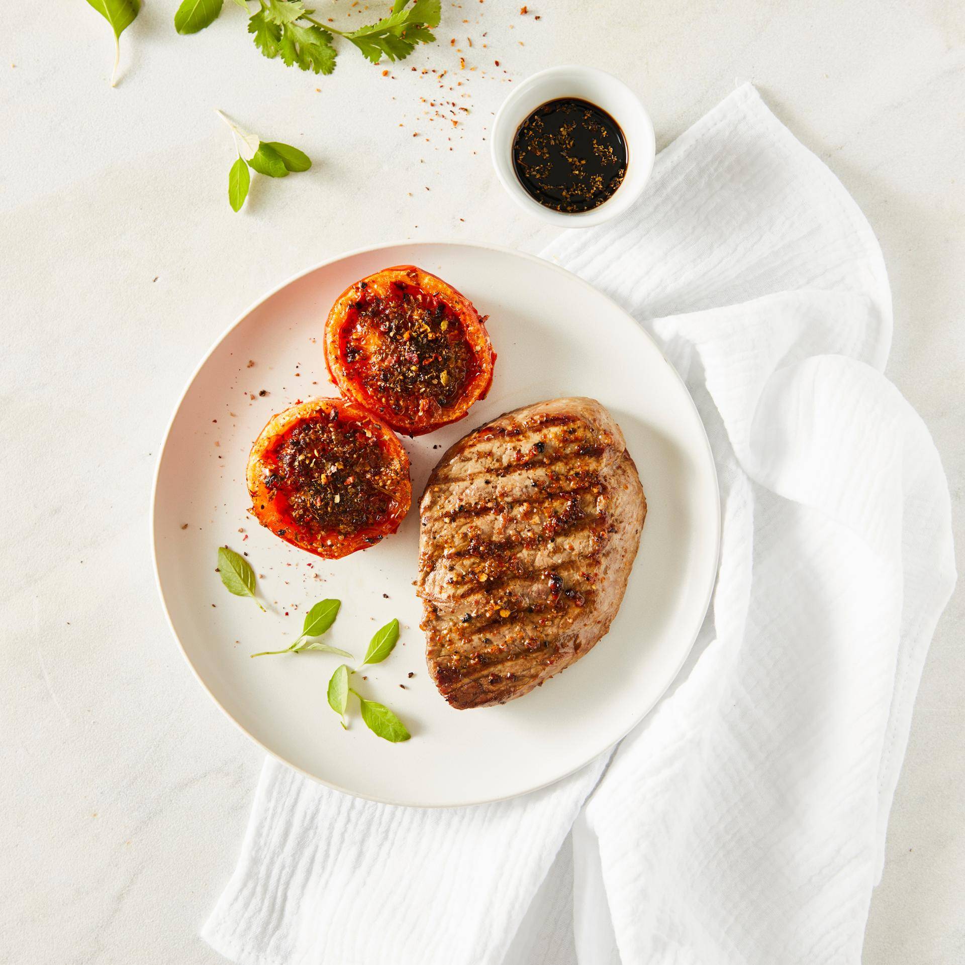 Filete a la parrilla con tomates asados - Receta Dual EasyFry&Grill | Moulinex